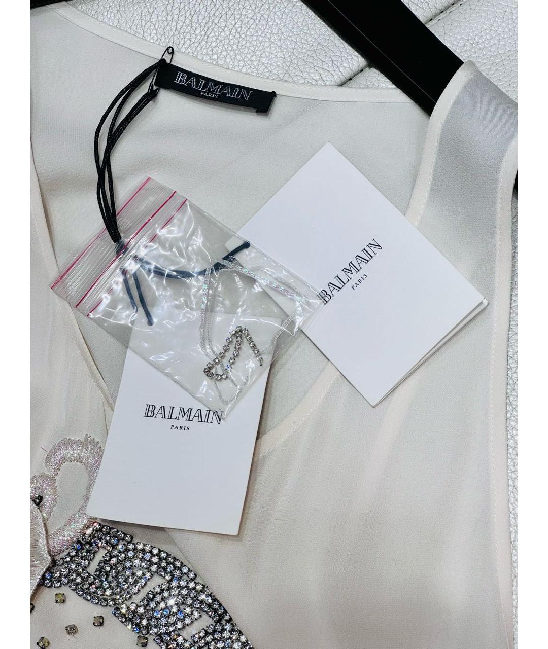BALMAIN Белая шелковая майка, фото 4