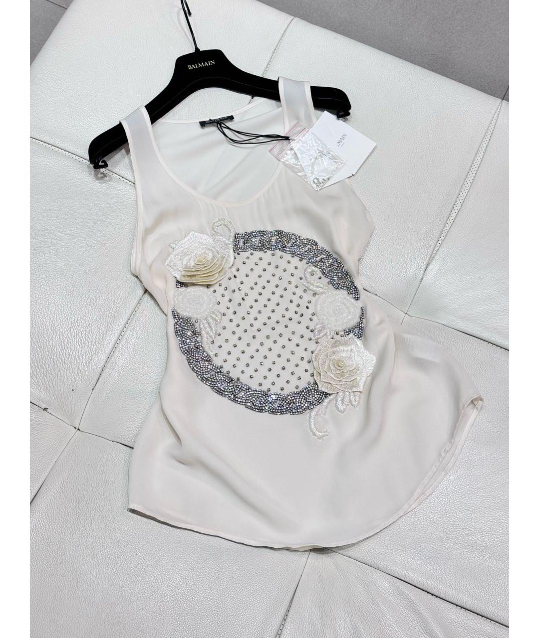 BALMAIN Белая шелковая майка, фото 6