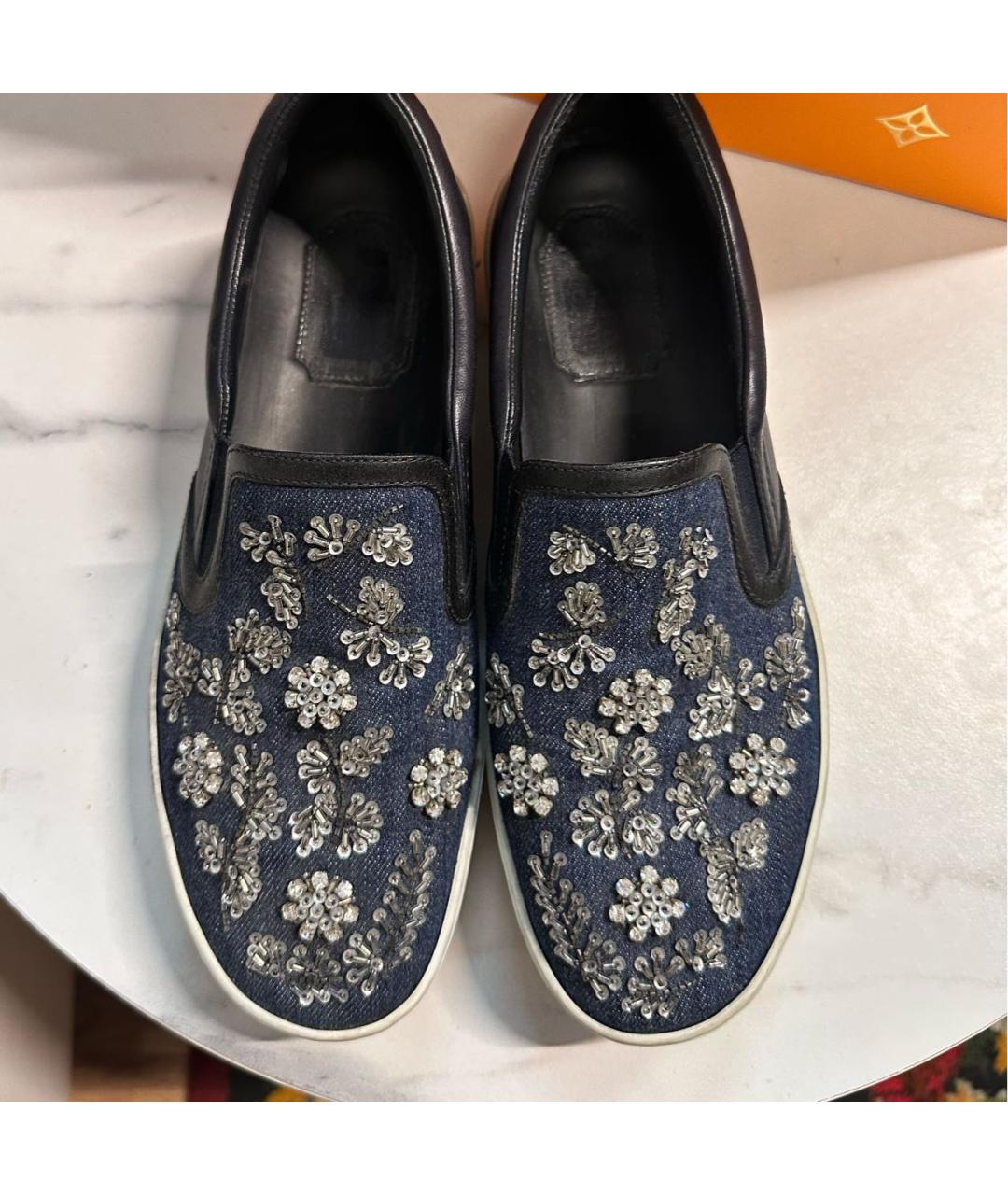 CHRISTIAN DIOR Синие текстильные слипоны, фото 7