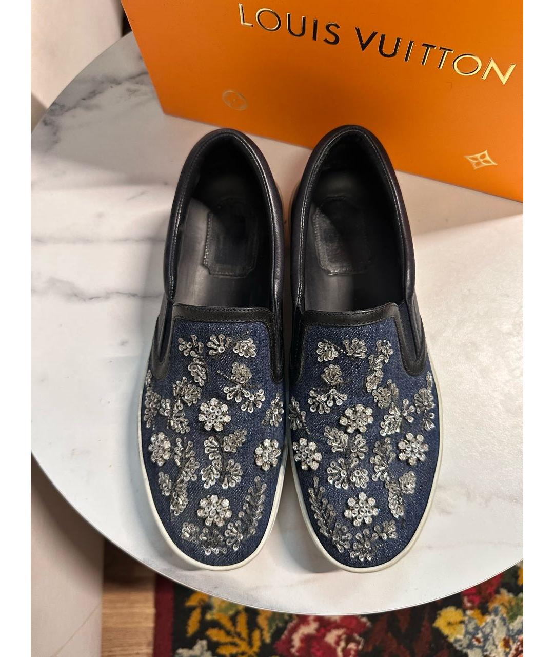 CHRISTIAN DIOR Синие текстильные слипоны, фото 2