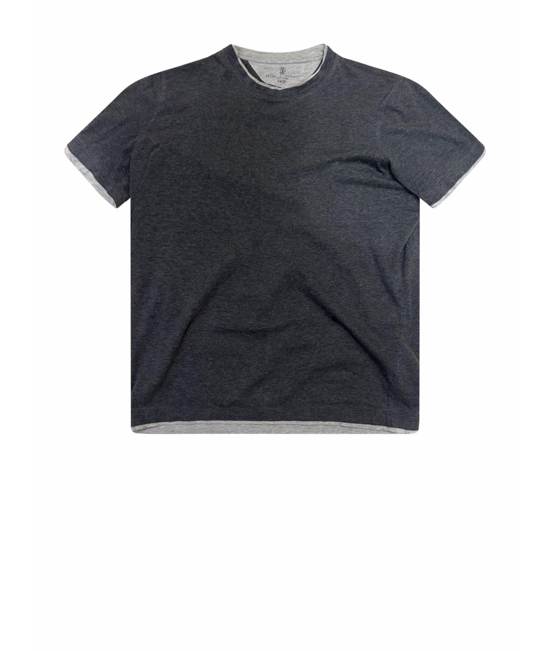 BRUNELLO CUCINELLI Антрацитовая хлопковая футболка, фото 1