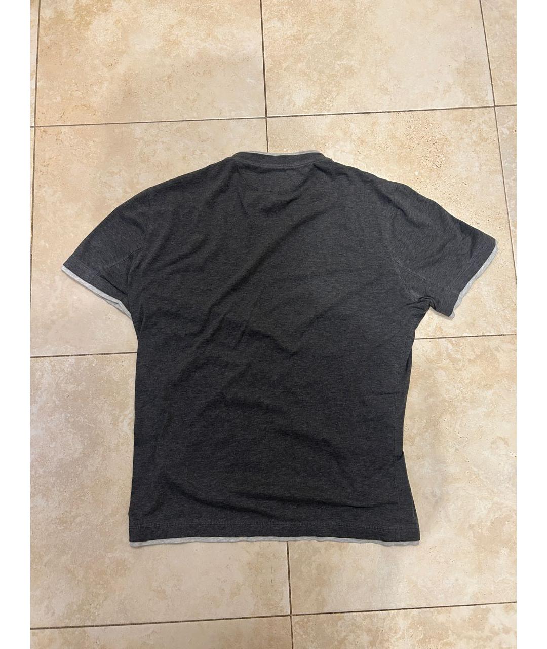 BRUNELLO CUCINELLI Антрацитовая хлопковая футболка, фото 2