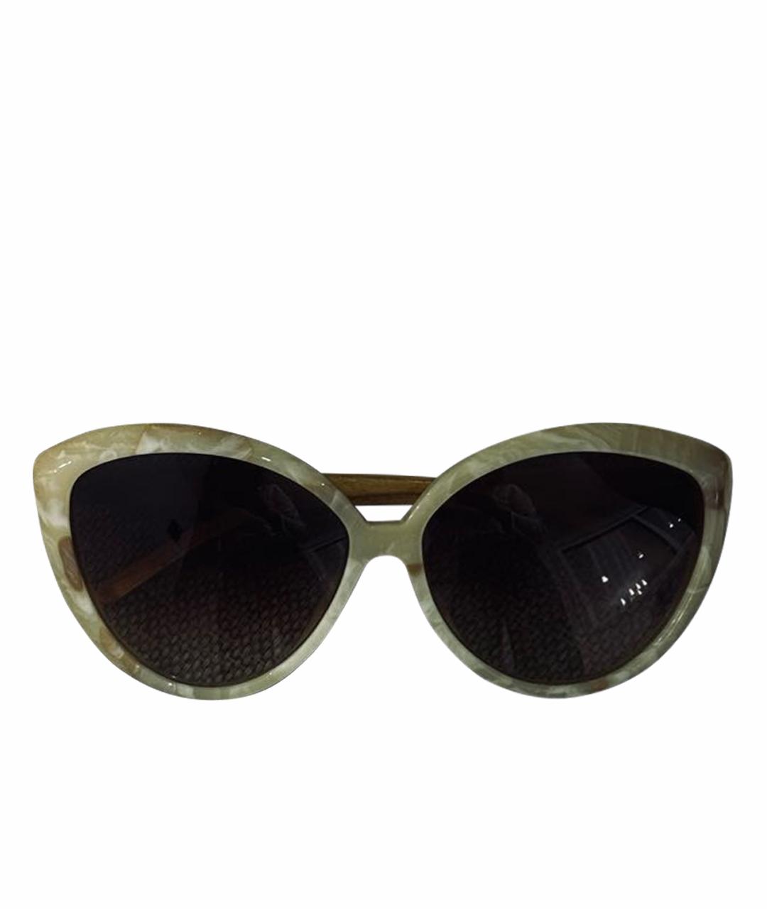 LINDA FARROW Бежевые пластиковые солнцезащитные очки, фото 1