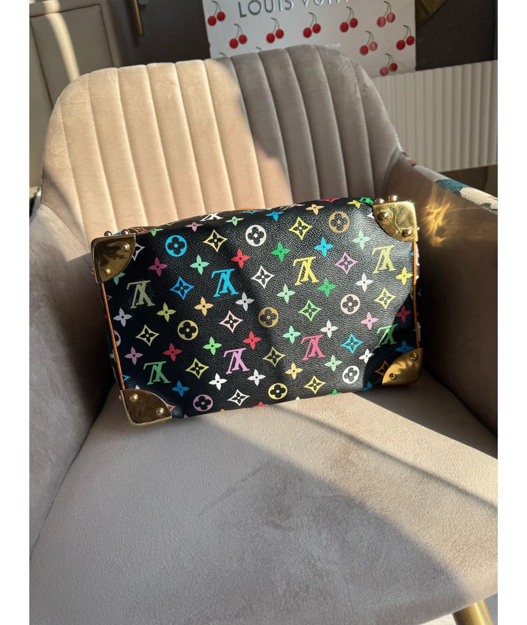 LOUIS VUITTON Черная кожаная сумка с короткими ручками, фото 5