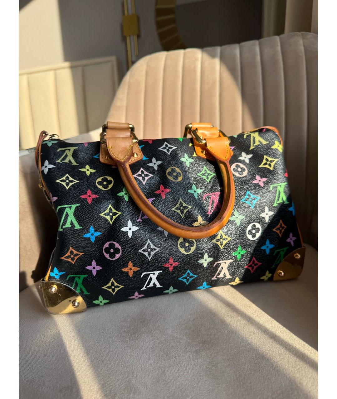 LOUIS VUITTON Черная кожаная сумка с короткими ручками, фото 3