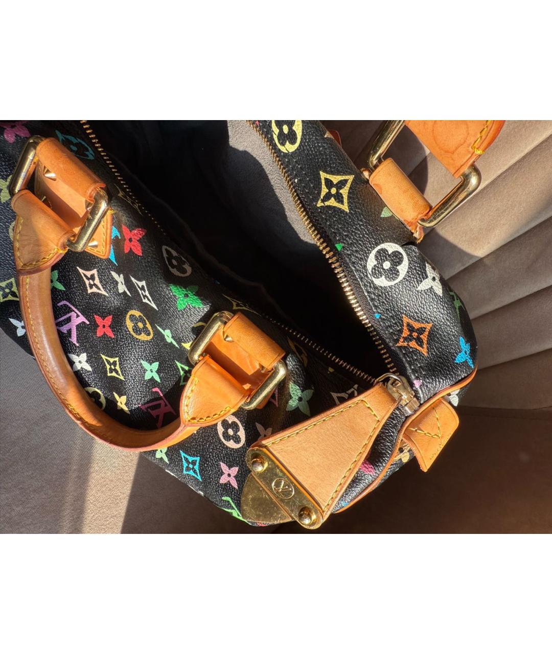 LOUIS VUITTON Черная кожаная сумка с короткими ручками, фото 4