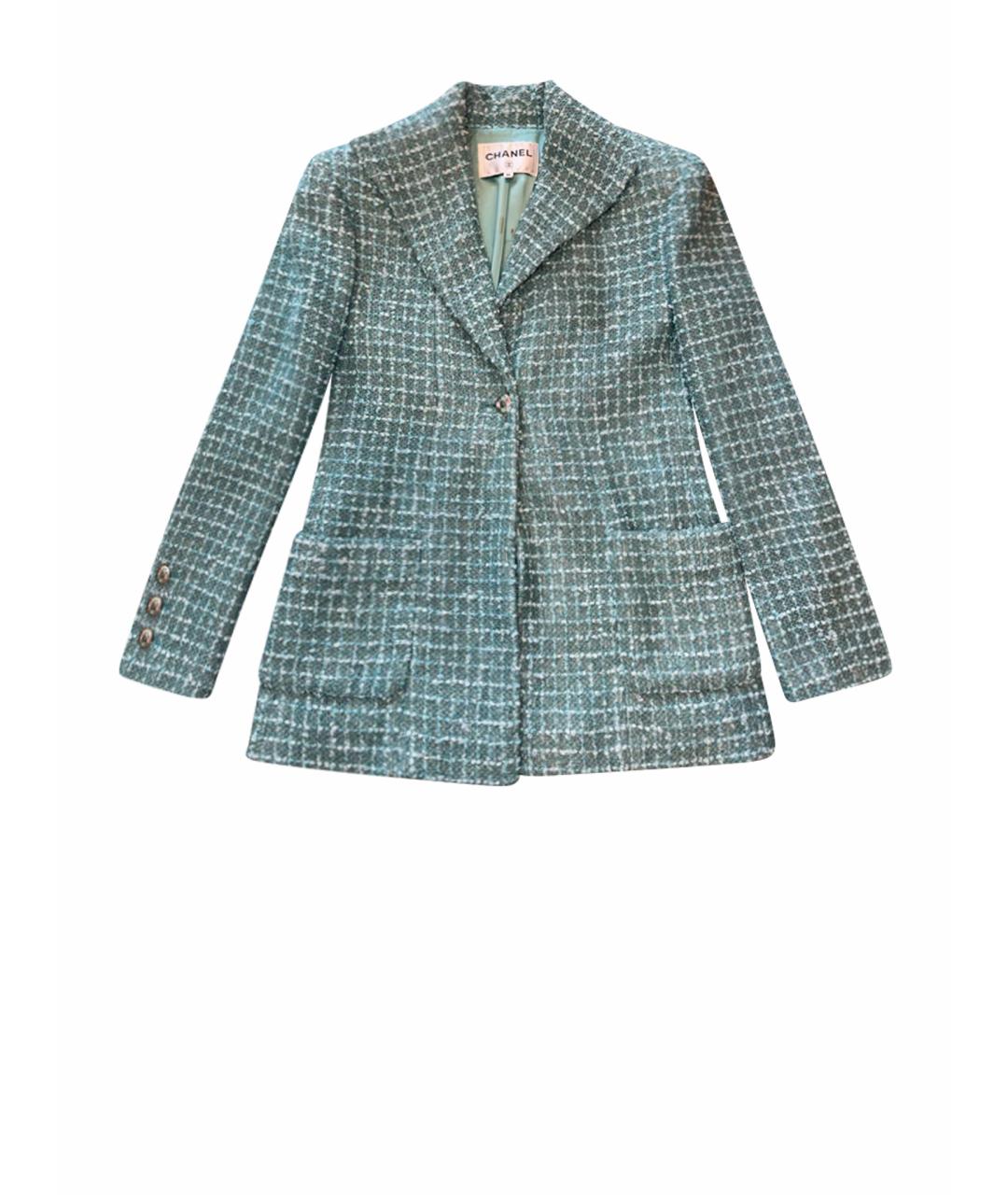 CHANEL Бирюзовые твидовые капри, фото 1