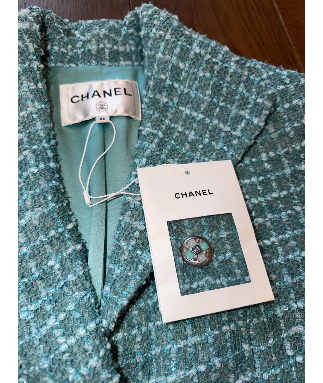 CHANEL Бирюзовые твидовые капри, фото 4