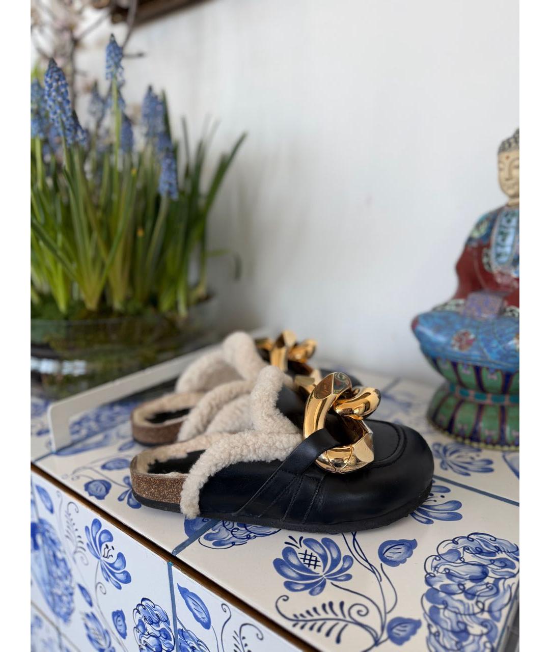 J.W.ANDERSON Черные кожаные мюли, фото 7