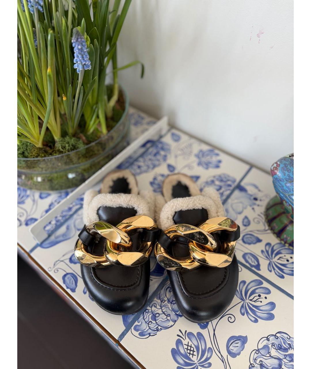 J.W.ANDERSON Черные кожаные мюли, фото 3