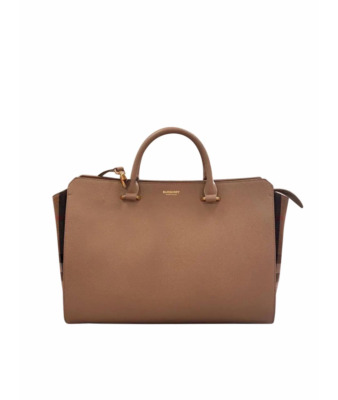 BURBERRY Коричневая кожаная сумка тоут, фото 1