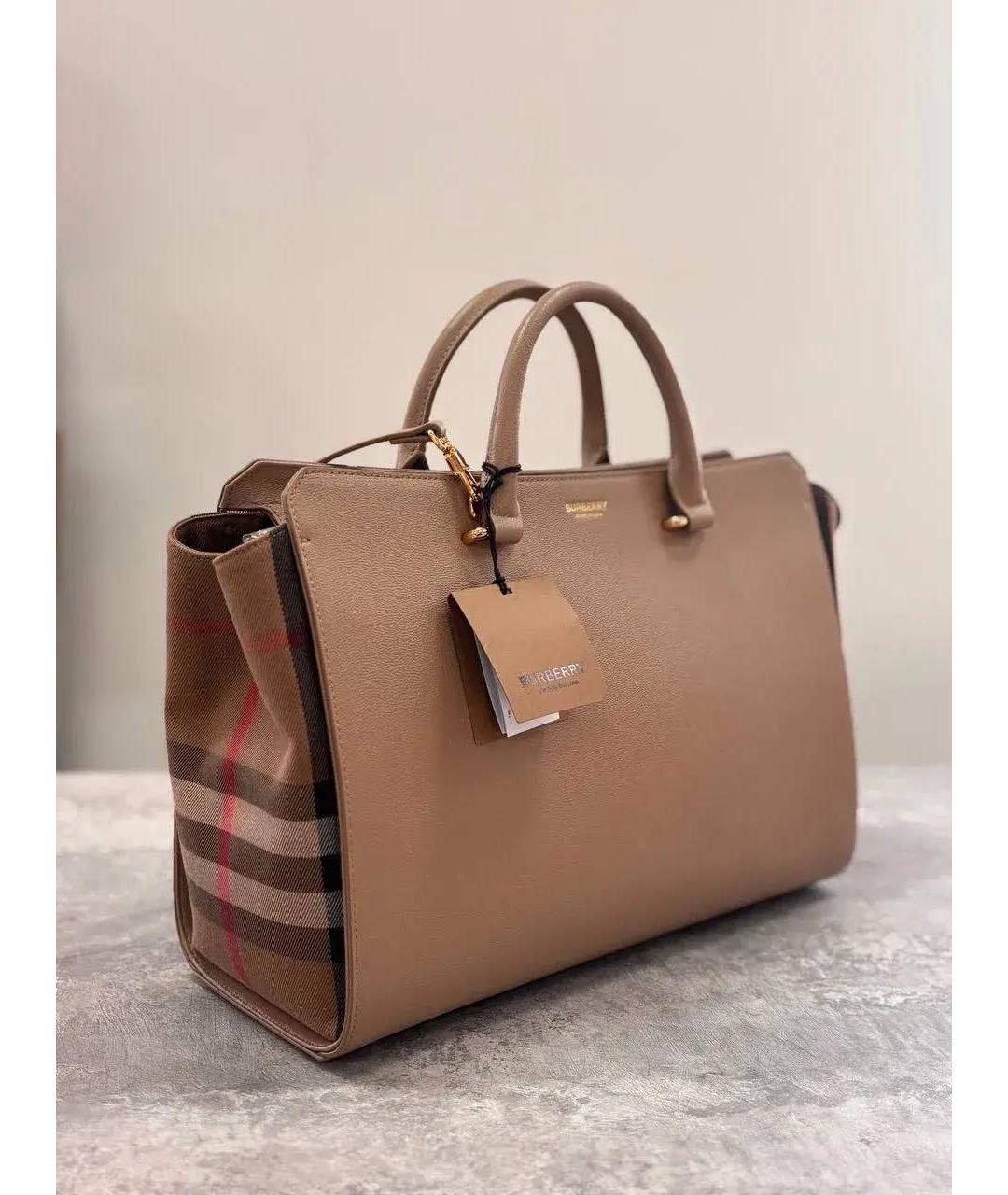 BURBERRY Коричневая кожаная сумка тоут, фото 2