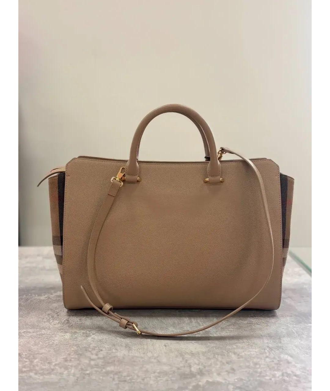 BURBERRY Коричневая кожаная сумка тоут, фото 3