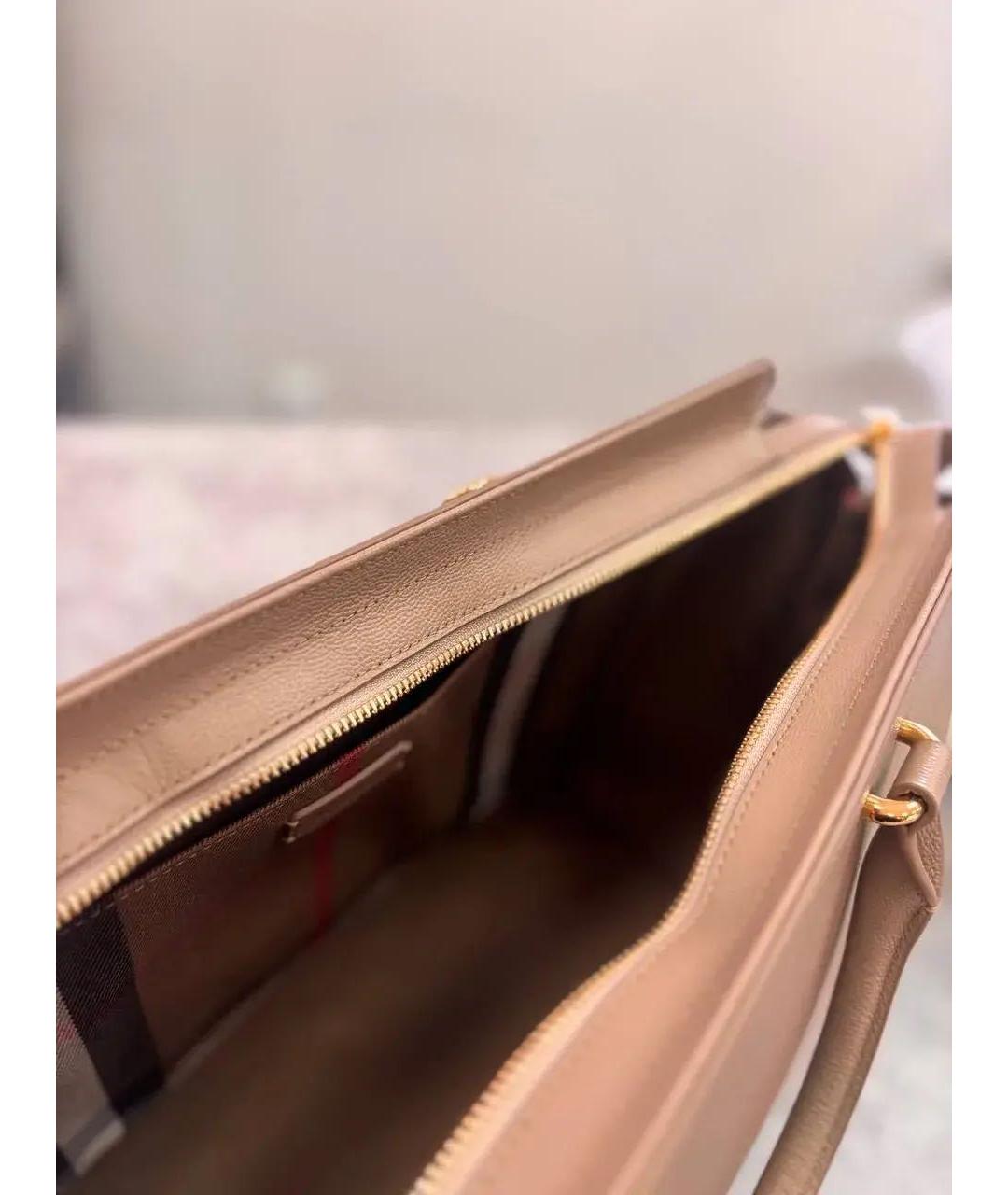 BURBERRY Коричневая кожаная сумка тоут, фото 4