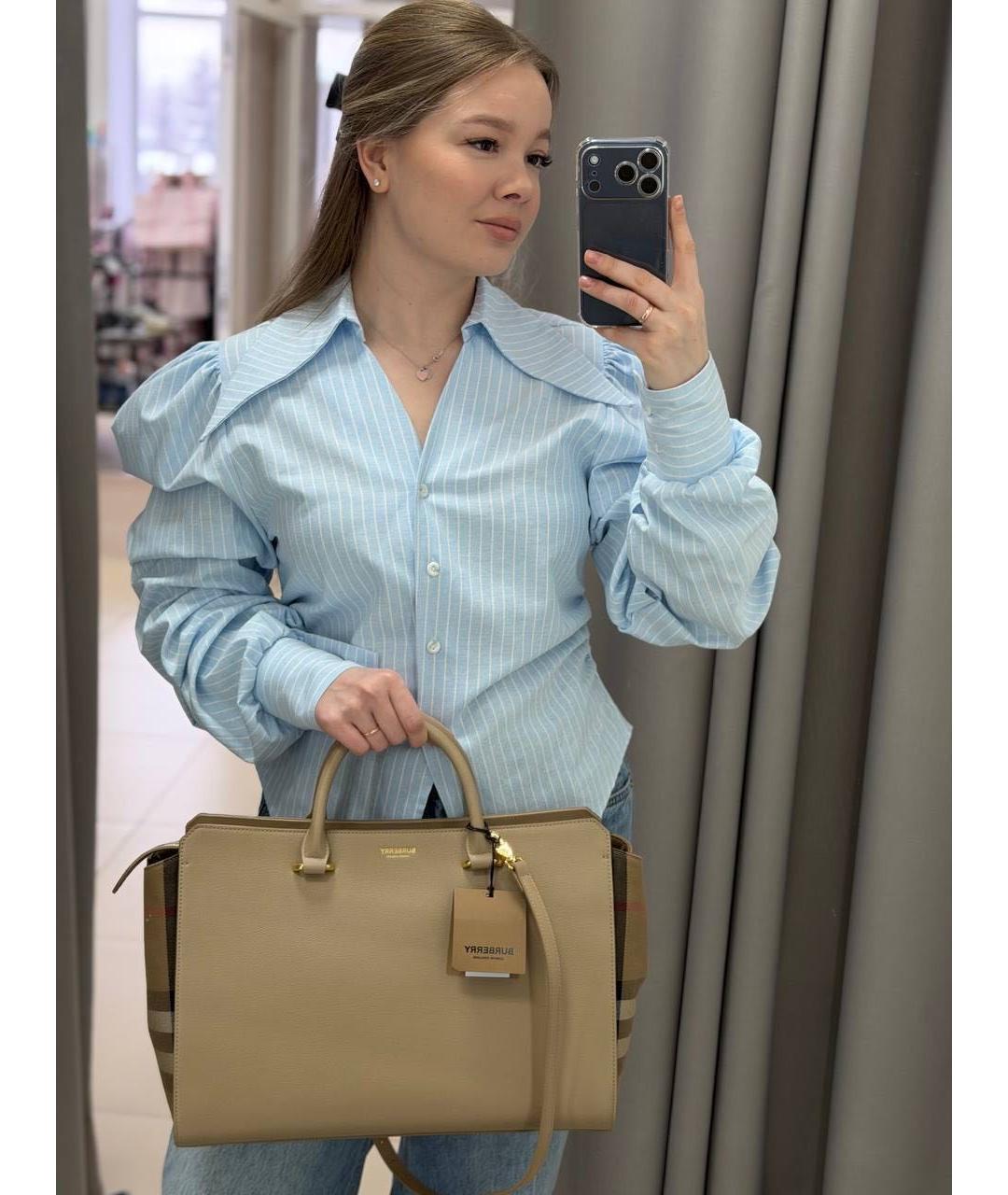 BURBERRY Коричневая кожаная сумка тоут, фото 5