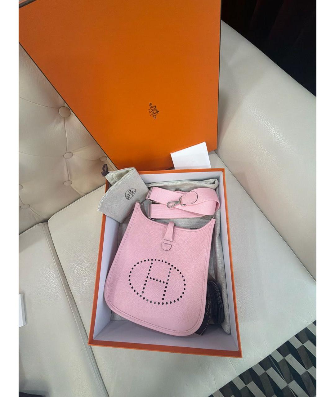HERMES Розовая кожаная сумка через плечо, фото 5