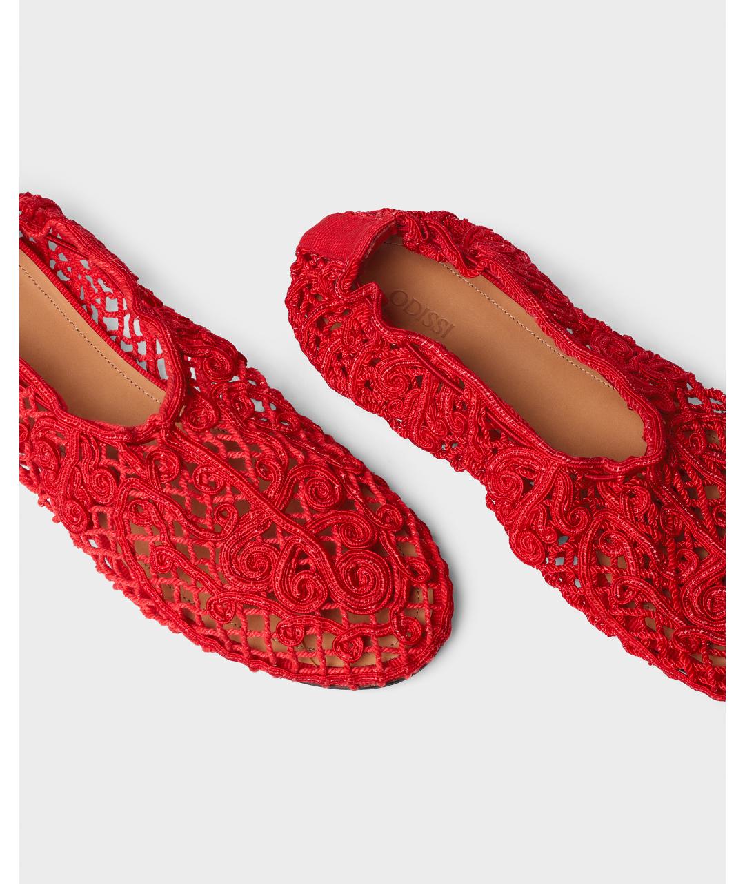 Odissì Красные текстильные балетки, фото 4