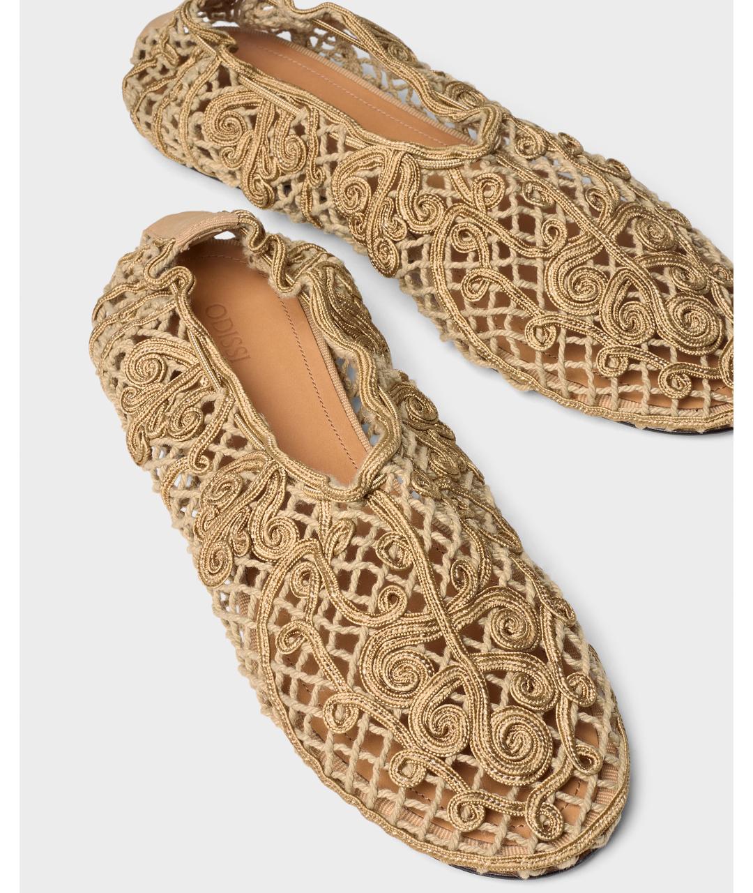 Odissì Бежевые текстильные балетки, фото 4