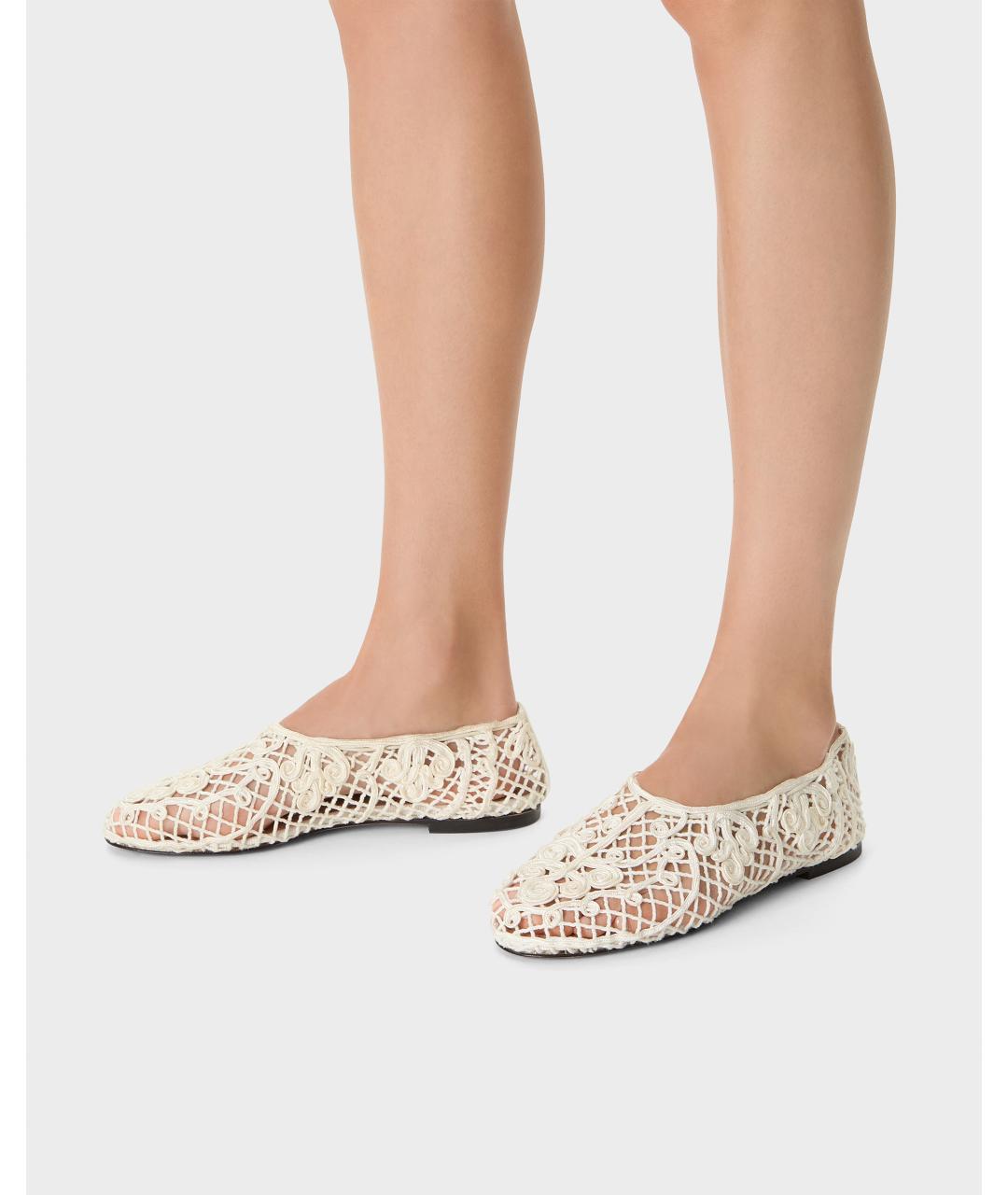 Odissì Белые текстильные балетки, фото 5