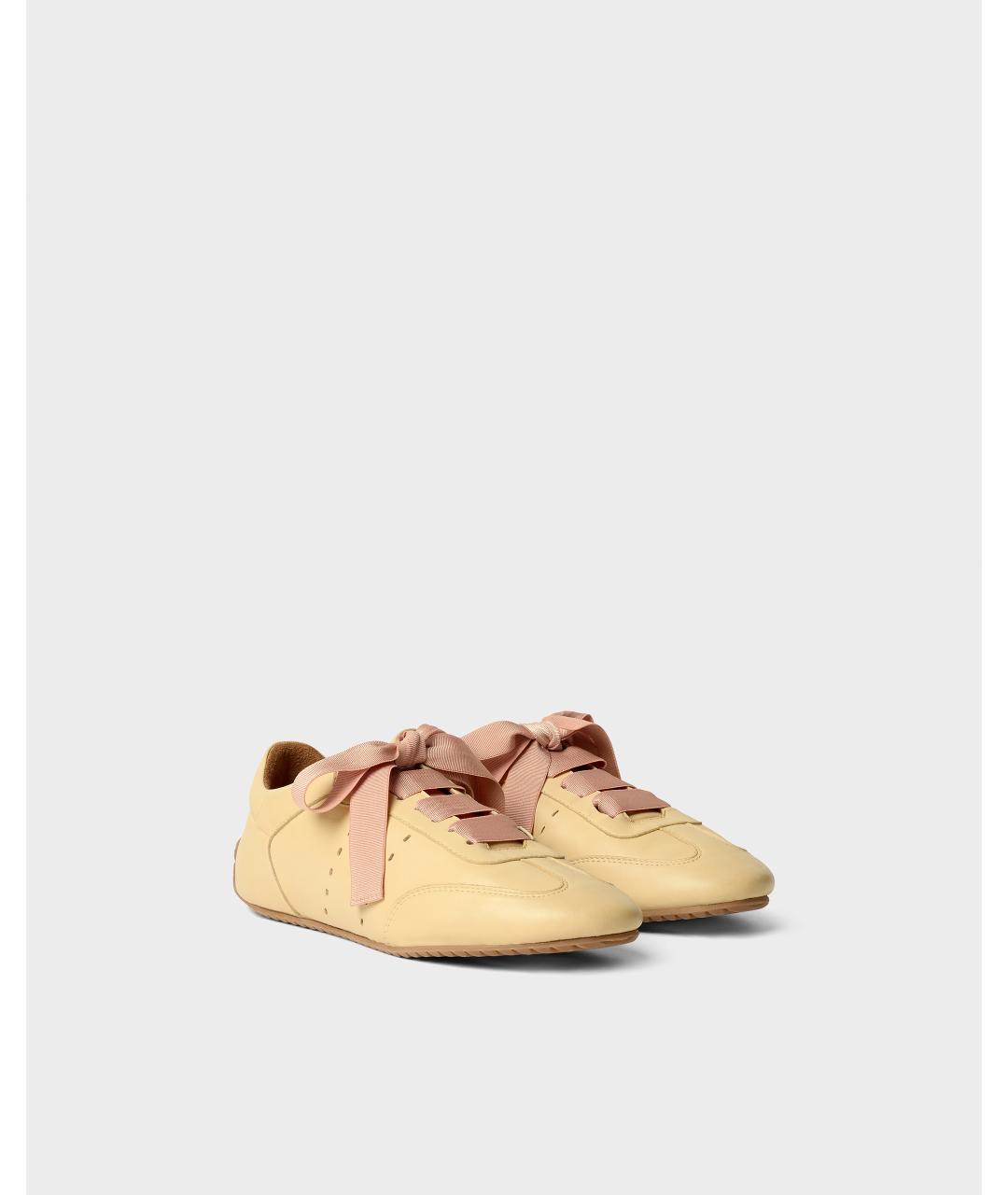 Odissì Бежевые кожаные кроссовки, фото 2