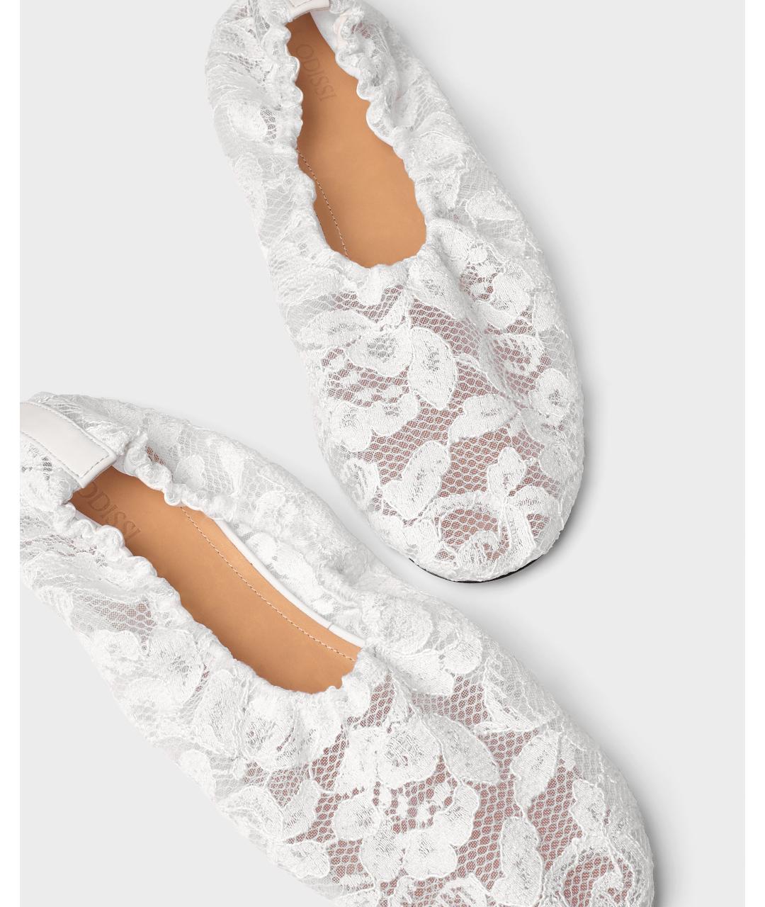 Odissì Белые текстильные балетки, фото 4