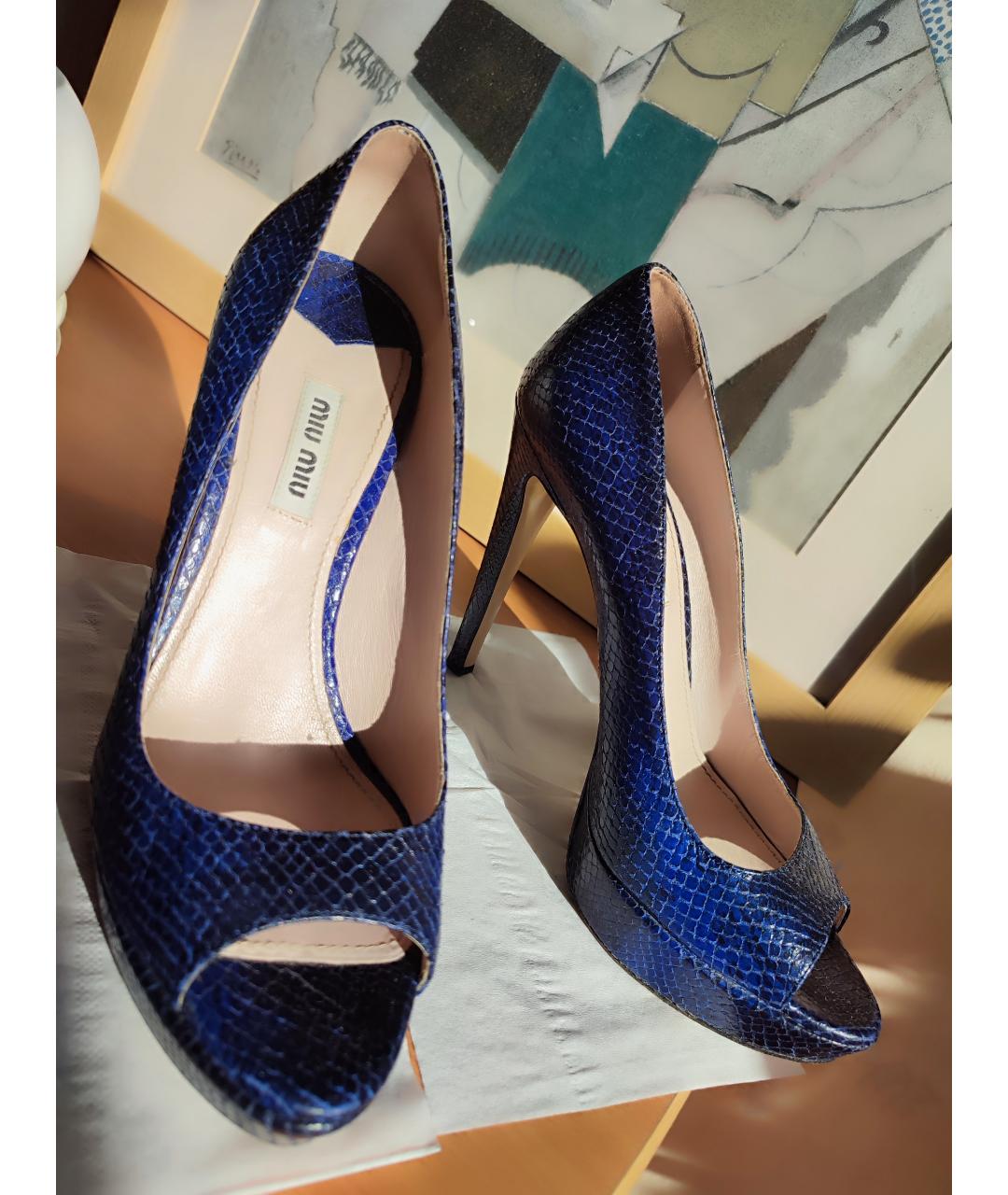 MIU MIU Синие кожаные туфли, фото 6