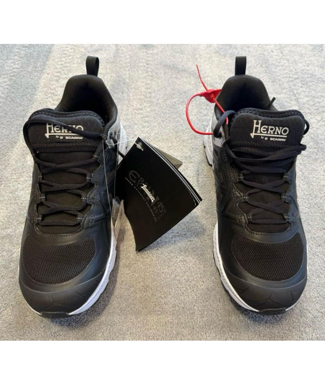 HERNO Черные текстильные низкие кроссовки / кеды, фото 3