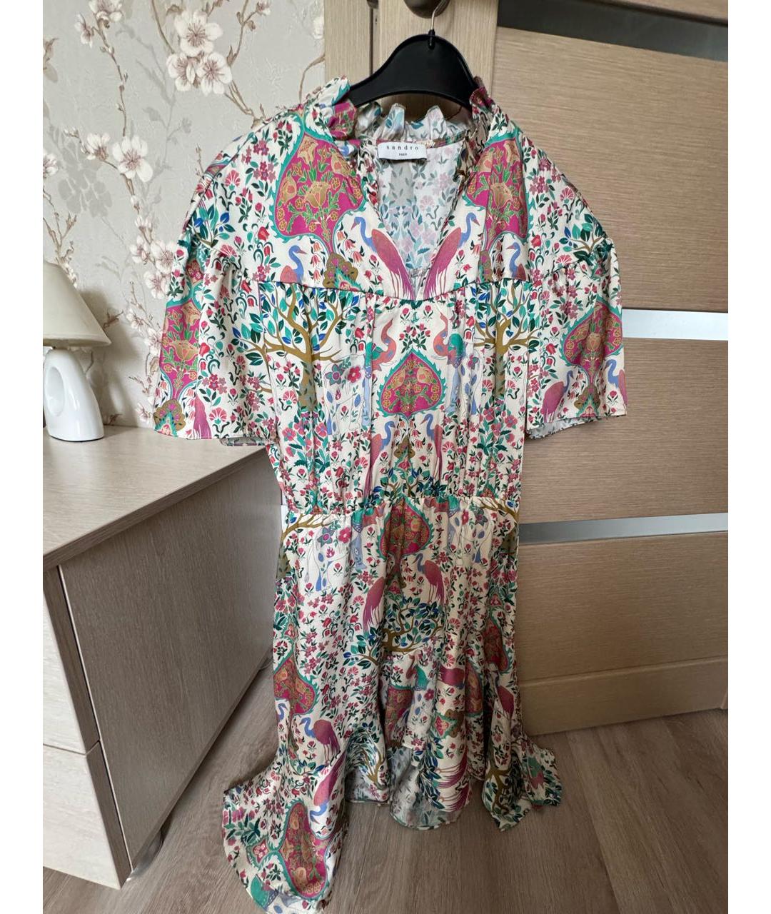 SANDRO Мульти шелковое повседневное платье, фото 7