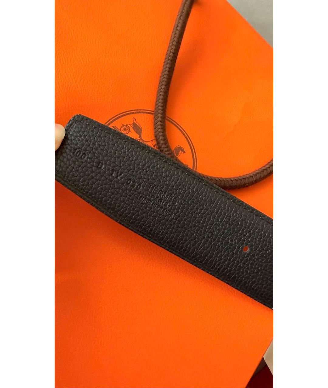 HERMES Черный кожаный ремень, фото 3