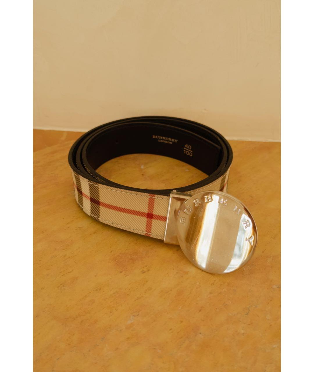 BURBERRY Бежевый кожаный ремень, фото 8