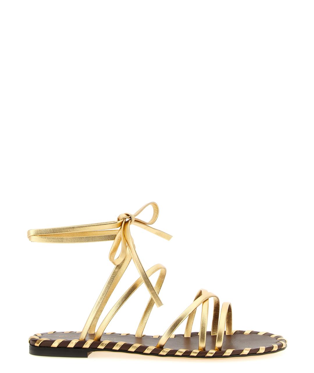 GIANVITO ROSSI Золотые кожаные босоножки, фото 1