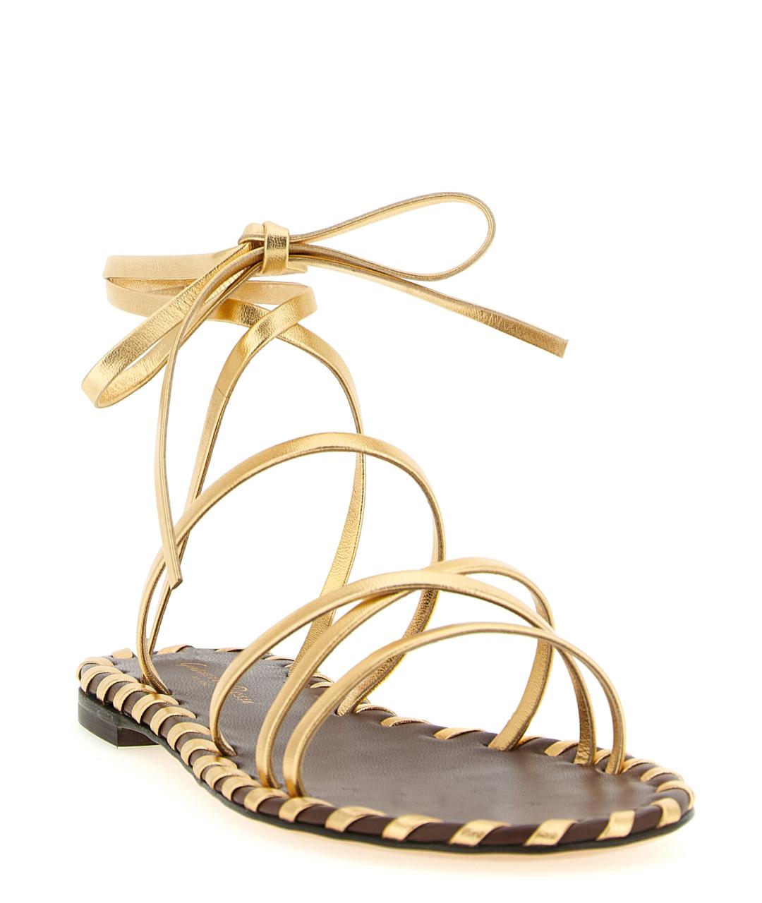 GIANVITO ROSSI Золотые кожаные босоножки, фото 2