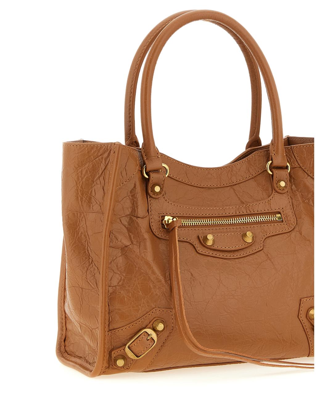 BALENCIAGA Коричневая кожаная сумка тоут, фото 3