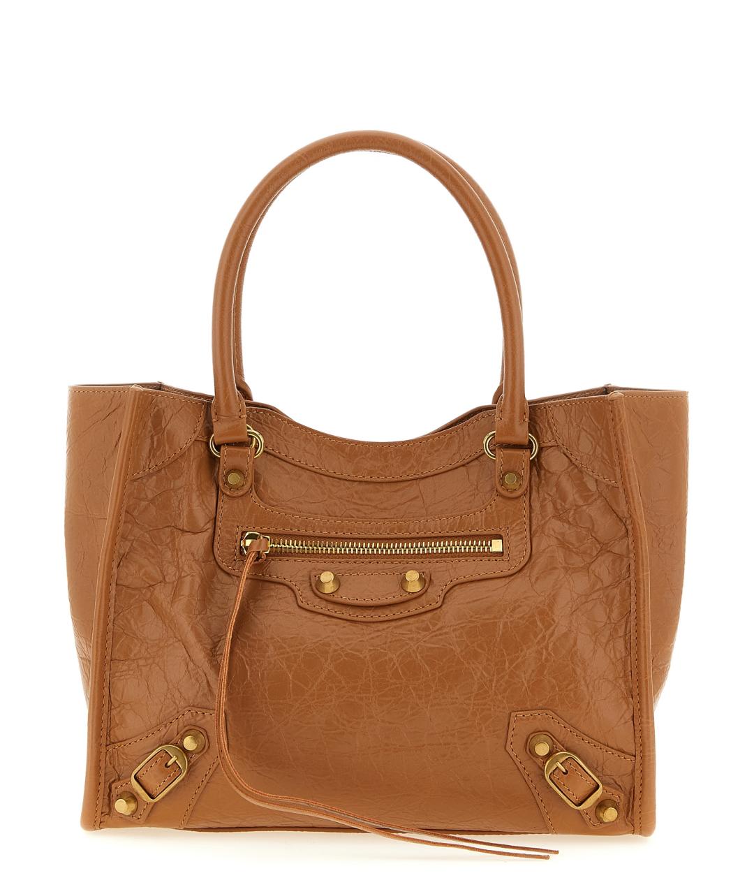 BALENCIAGA Коричневая кожаная сумка тоут, фото 1