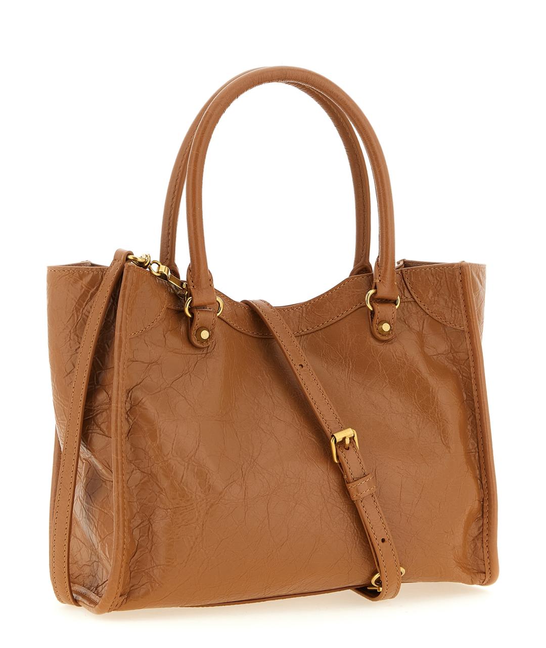 BALENCIAGA Коричневая кожаная сумка тоут, фото 2