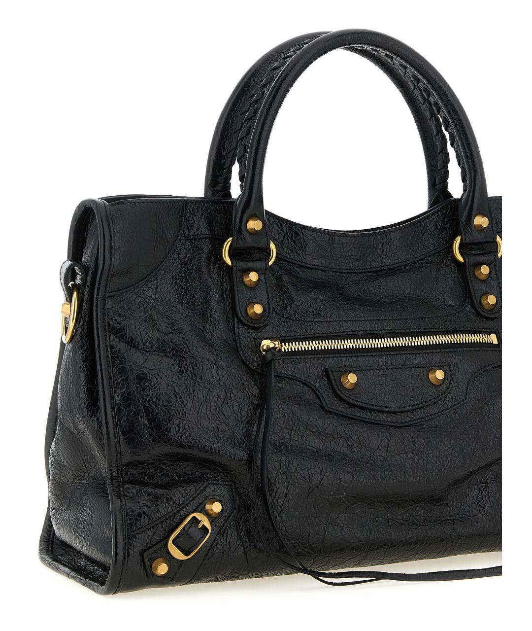 BALENCIAGA Черная кожаная сумка тоут, фото 2