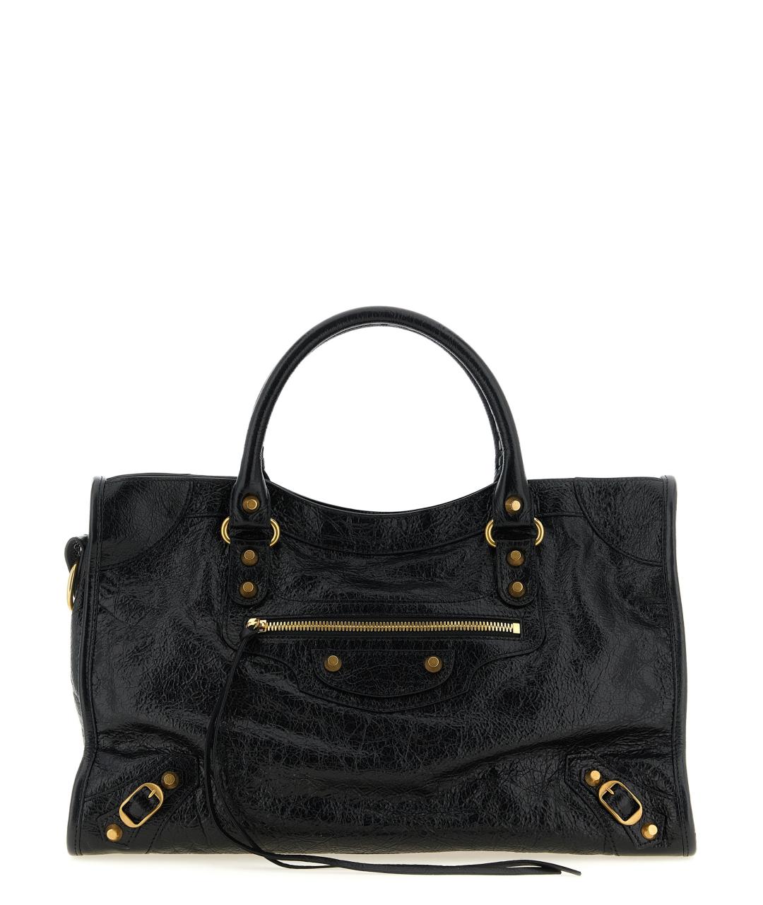 BALENCIAGA Черная кожаная сумка тоут, фото 1