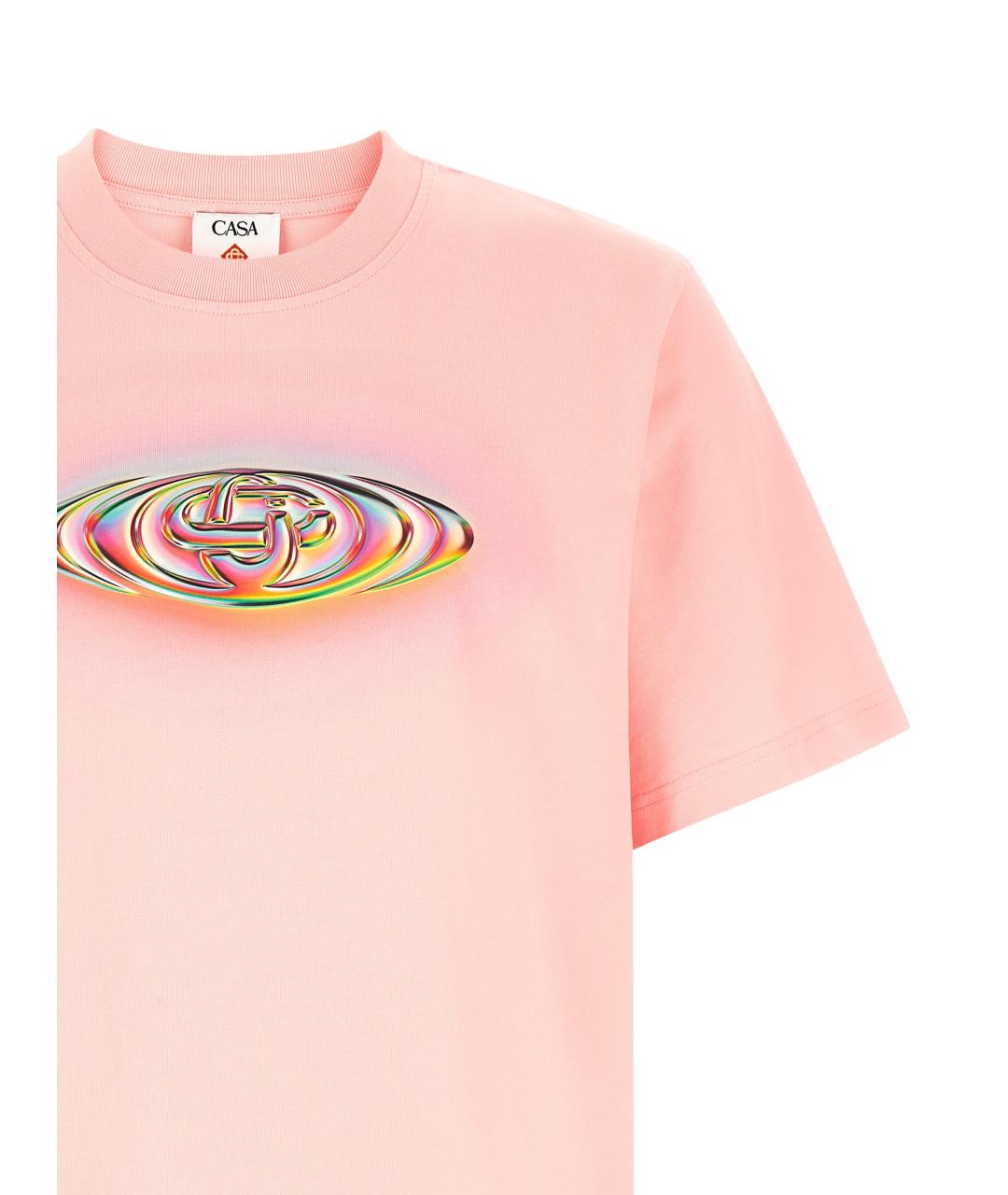 CASABLANCA Розовая хлопковая футболка, фото 3