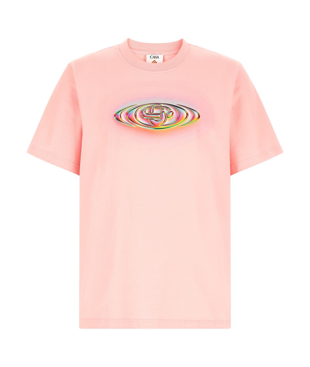 CASABLANCA Розовая хлопковая футболка, фото 1
