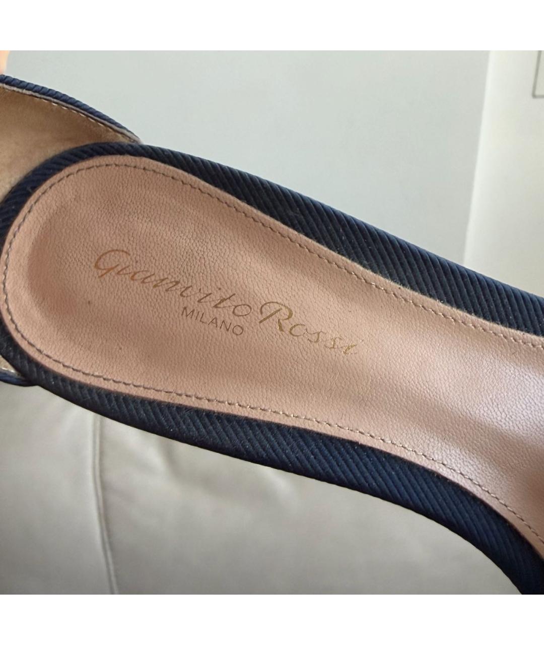 GIANVITO ROSSI Темно-синие текстильные босоножки, фото 7