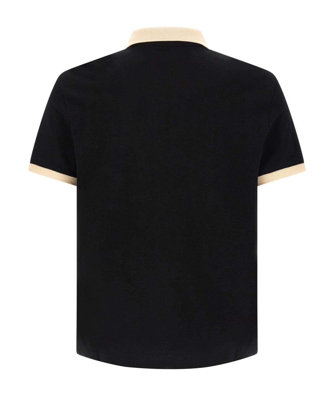 VALENTINO Черное хлопковое поло с коротким рукавом, фото 2