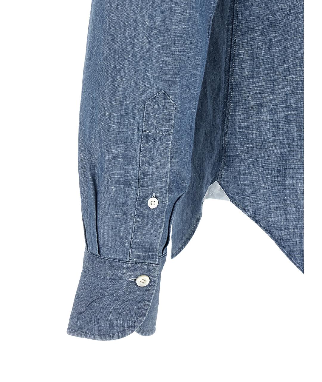 FINAMORE Синяя хлопковая кэжуал рубашка, фото 4