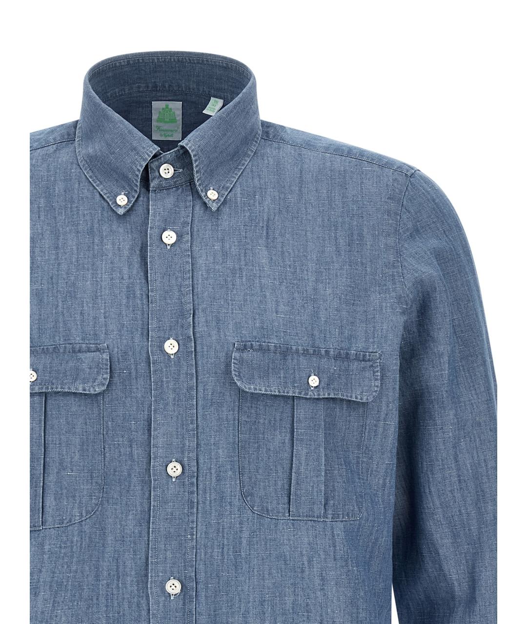 FINAMORE Синяя хлопковая кэжуал рубашка, фото 3