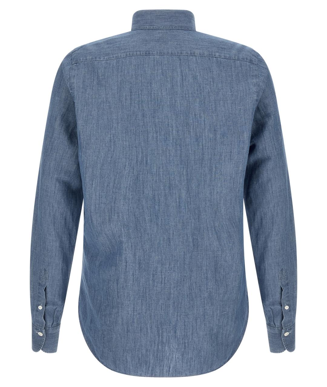 FINAMORE Синяя хлопковая кэжуал рубашка, фото 2