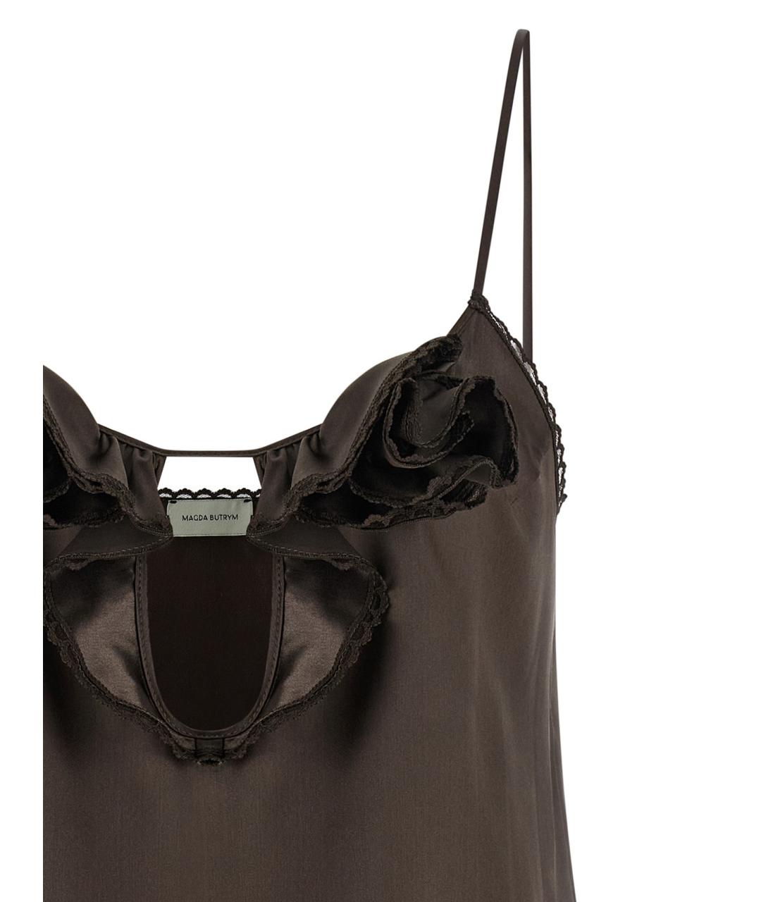 MAGDA BUTRYM Коричневая шелковая майка, фото 3