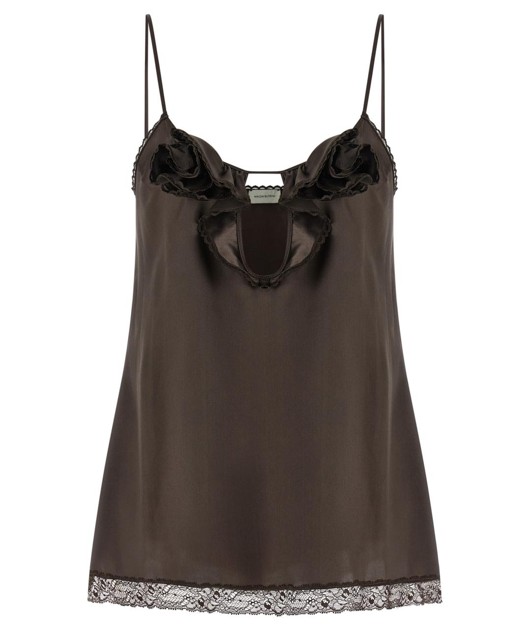 MAGDA BUTRYM Коричневая шелковая майка, фото 1