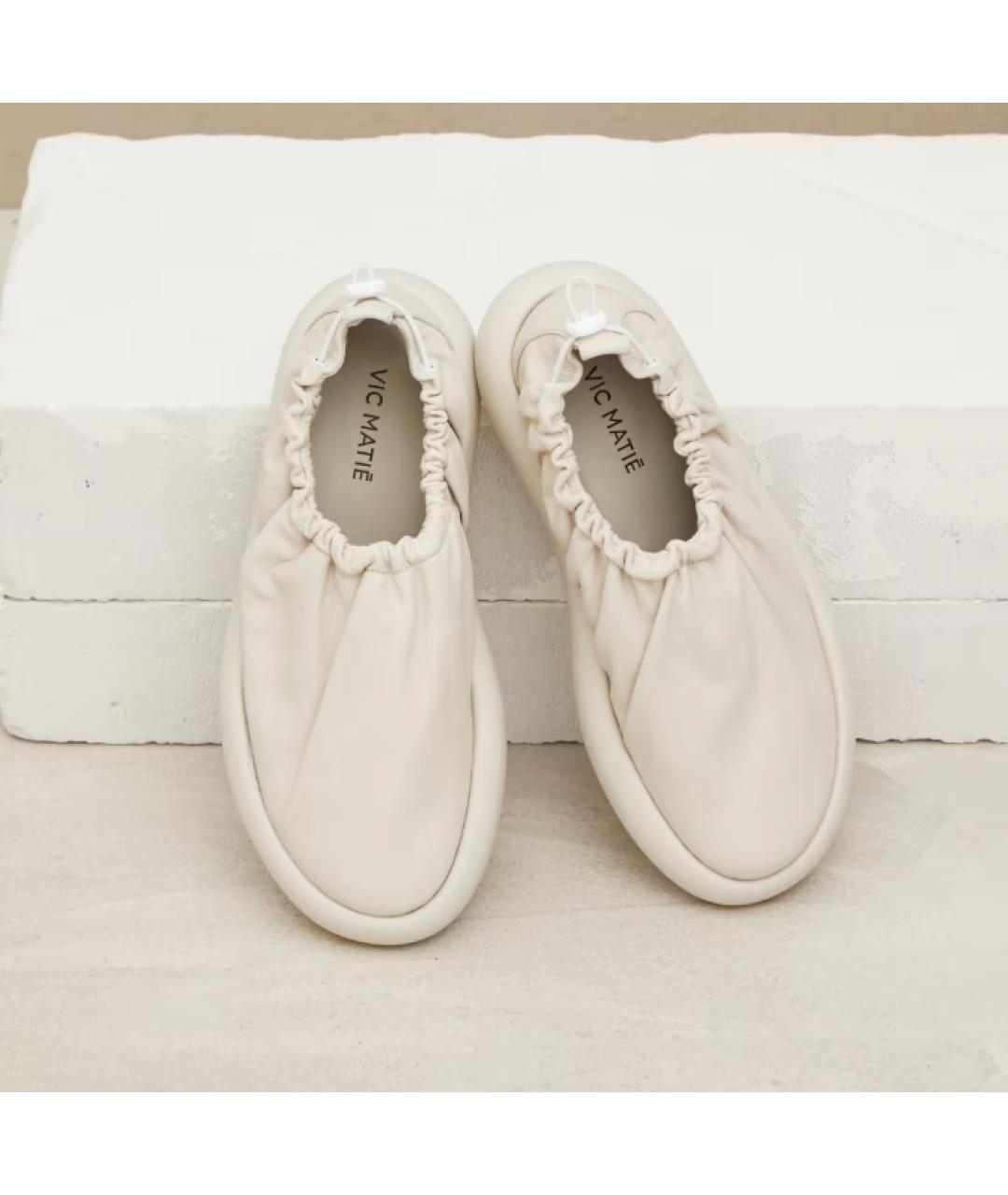 VIC MATIE Бежевые кожаные слипоны, фото 6