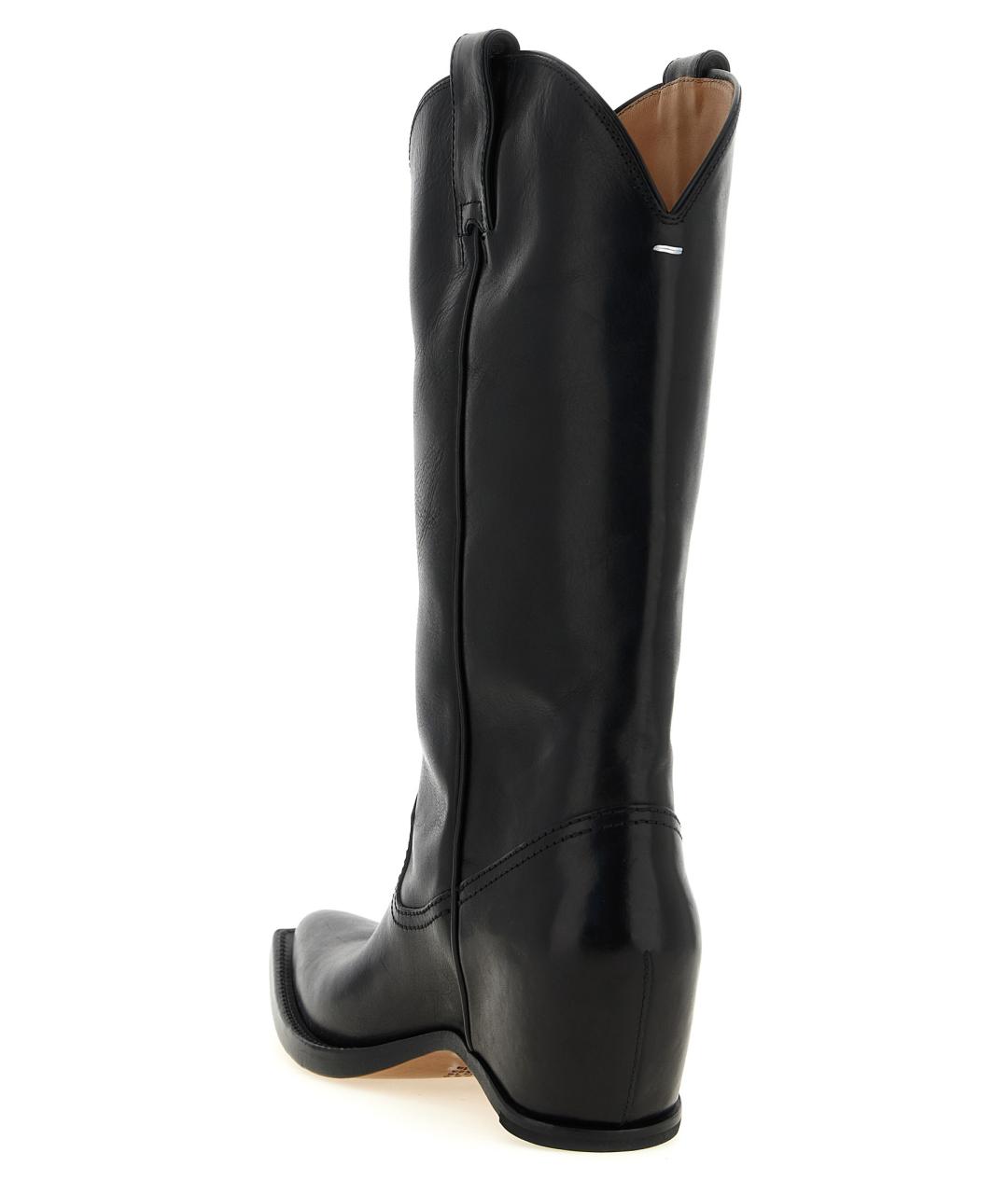 MAISON MARGIELA Черные кожаные сапоги, фото 3