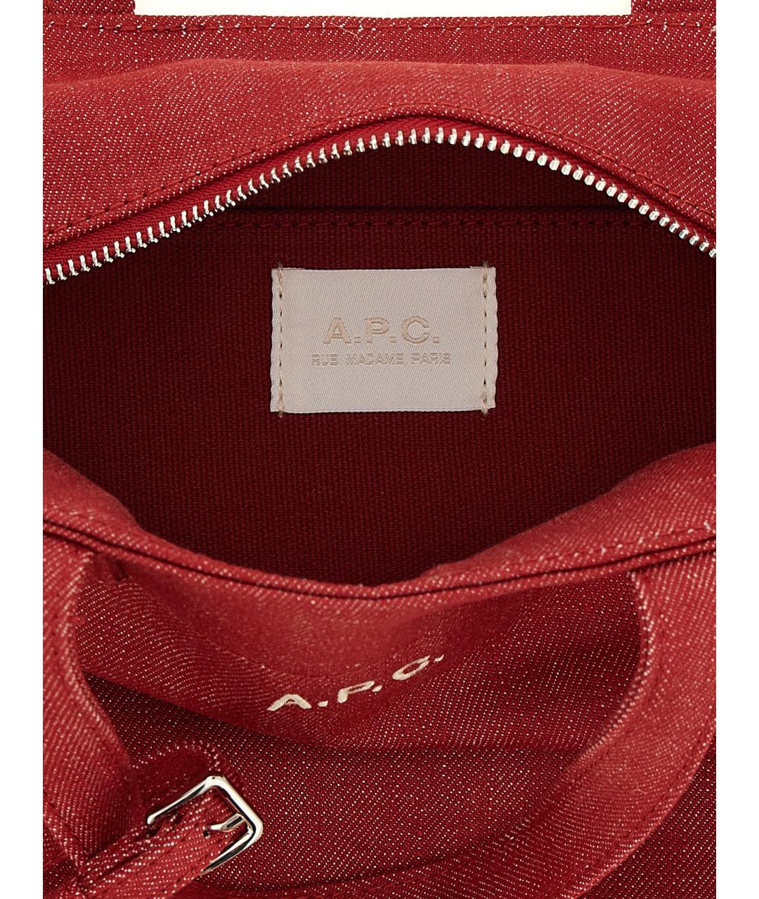 A.P.C. Красная хлопковая сумка тоут, фото 4
