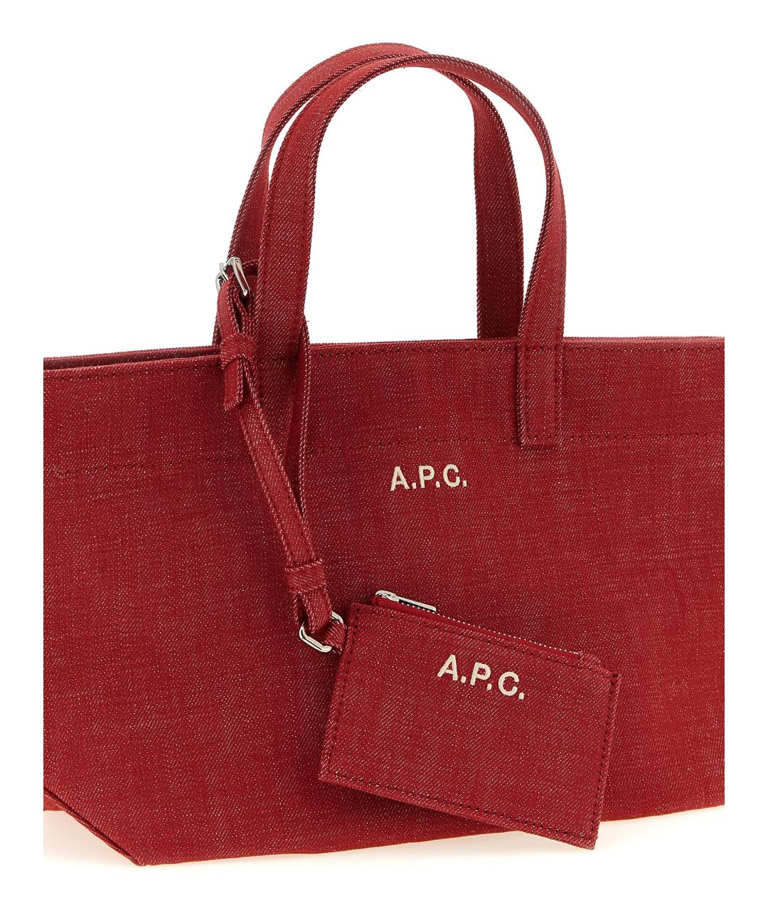 A.P.C. Красная хлопковая сумка тоут, фото 3